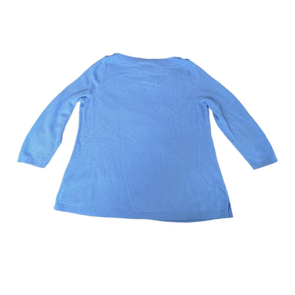 Talbots Plus 3X Light Blue‎ Textured Knit Sweater Boatneck Long Sleeve Cotton